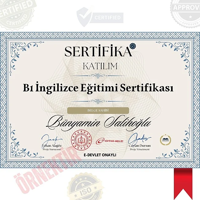 B1 İngilizce Eğitimi Sertifika / 120 Saat B1 İngilizce Eğitimi Sertifika / 120 Saat