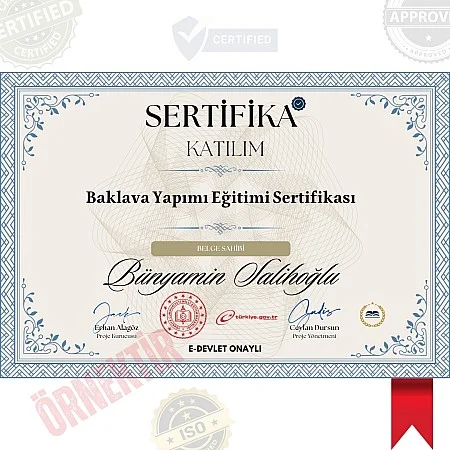 Baklava Yapımı Eğitimi Sertifika / 640 Saat