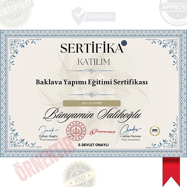 Baklava Yapımı Eğitimi Sertifika / 640 Saat Baklava Yapımı Eğitimi Sertifika / 640 Saat