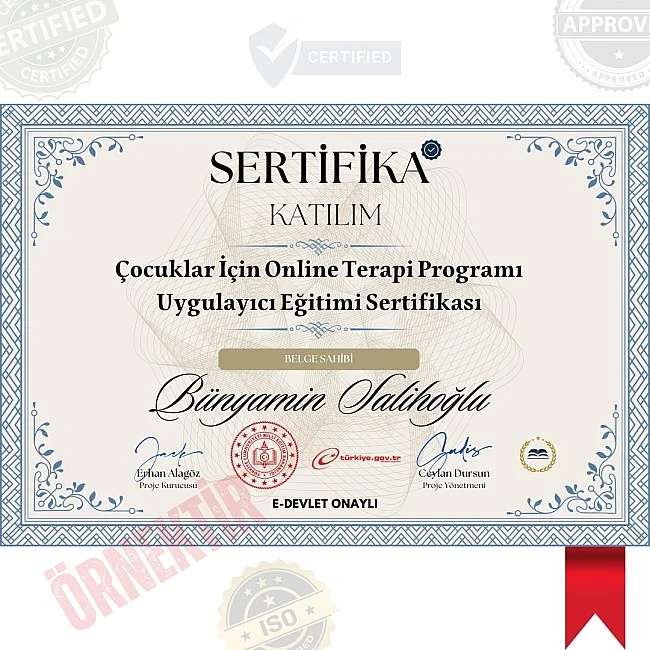 Çocuklar İçin Online Terapi Programı Uygulayıcı Eğitimi Sertifika / 520 Saat Çocuklar İçin Online Terapi Programı Uygulayıcı Eğitimi Sertifika / 520 Saat