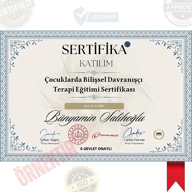 Çocuklarda Bilişsel Davranışçı Terapi Eğitimi Sertifika / 12 Saat Çocuklarda Bilişsel Davranışçı Terapi Eğitimi Sertifika / 12 Saat