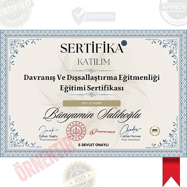 Davranış Ve Dışsallaştırma Eğitmenliği Eğitimi Sertifika / 120 Saat Davranış Ve Dışsallaştırma Eğitmenliği Eğitimi Sertifika / 120 Saat