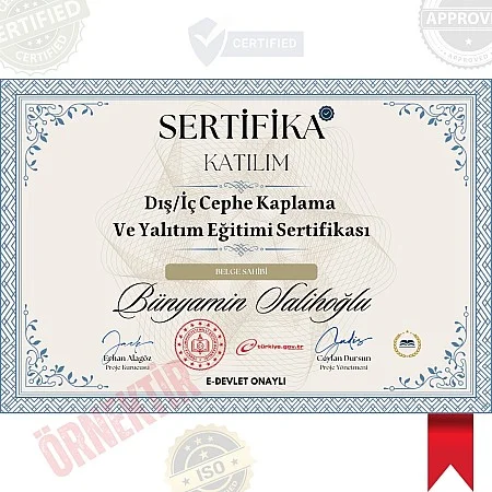 Dış/İç Cephe Kaplama Ve Yalıtım Eğitimi Sertifika / 40 Saat