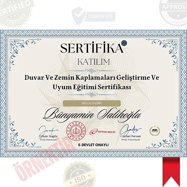 Duvar Ve Zemin Kaplamaları Geliştirme Ve Uyum Eğitimi Sertifika / 80 Saat Duvar Ve Zemin Kaplamaları Geliştirme Ve Uyum Eğitimi Sertifika / 80 Saat
