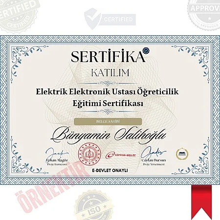 Elektrik Elektronik  Ustası Öğreticilik Eğitimi Sertifika / 160 Saat