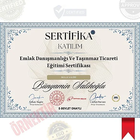 Emlak Danışmanlığı Ve Taşınmaz Ticareti Eğitimi Sertifika / 120 Saat