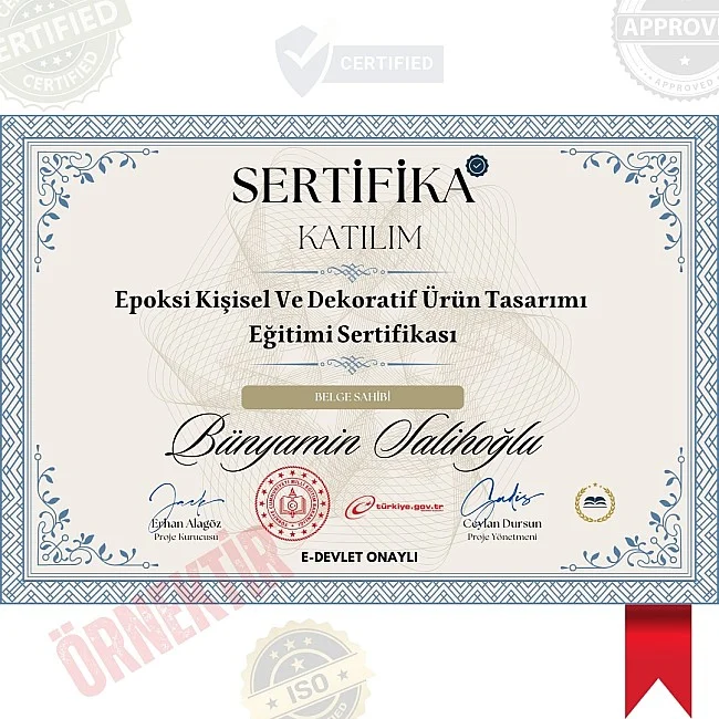 Epoksi Kişisel Ve Dekoratif Ürün Tasarımı Eğitimi Sertifika / 384 Saat Epoksi Kişisel Ve Dekoratif Ürün Tasarımı Eğitimi Sertifika / 384 Saat