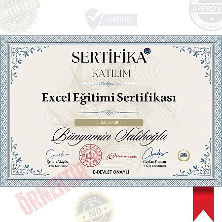 Excel Eğitimi Sertifika / 100 Saat