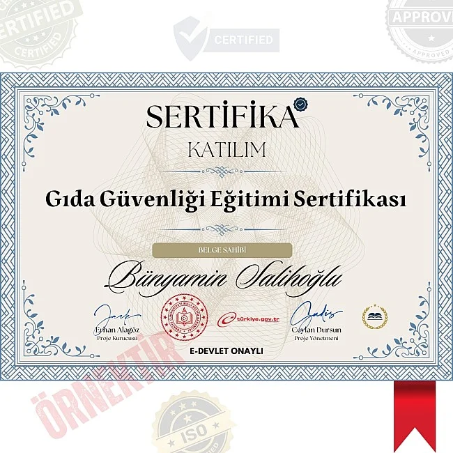 Gıda Güvenliği Eğitimi Sertifika / 120 Saat Gıda Güvenliği Eğitimi Sertifika / 120 Saat