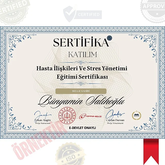 Hasta İlişkileri Ve Stres Yönetimi Eğitimi Sertifika / 560 Saat Hasta İlişkileri Ve Stres Yönetimi Eğitimi Sertifika / 560 Saat