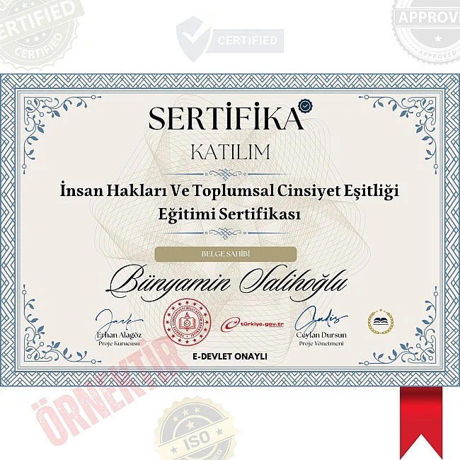 İnsan Hakları Ve Toplumsal Cinsiyet Eşitliği Eğitimi Sertifika / 8 Saat İnsan Hakları Ve Toplumsal Cinsiyet Eşitliği Eğitimi Sertifika / 8 Saat