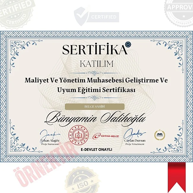 Maliyet Ve Yönetim Muhasebesi Geliştirme Ve Uyum Eğitimi Sertifika / 32 Saat Maliyet Ve Yönetim Muhasebesi Geliştirme Ve Uyum Eğitimi Sertifika / 32 Saat