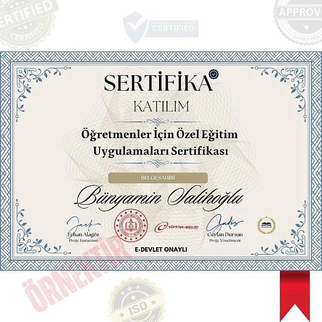 Öğretmenler İçin Özel Eğitim Uygulamaları Sertifika / 80 Saat Öğretmenler İçin Özel Eğitim Uygulamaları Sertifika / 80 Saat