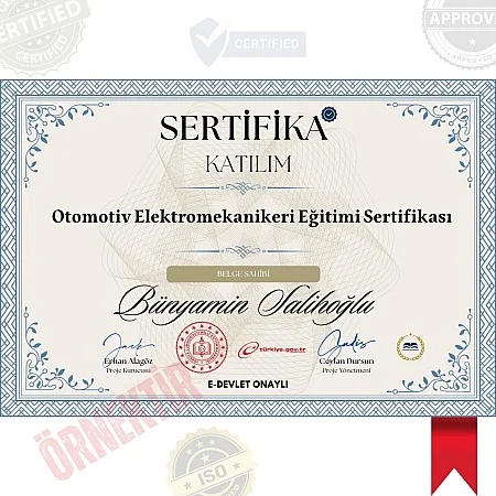Otomotiv Elektromekanikeri Eğitimi Sertifika / 2272 Saat