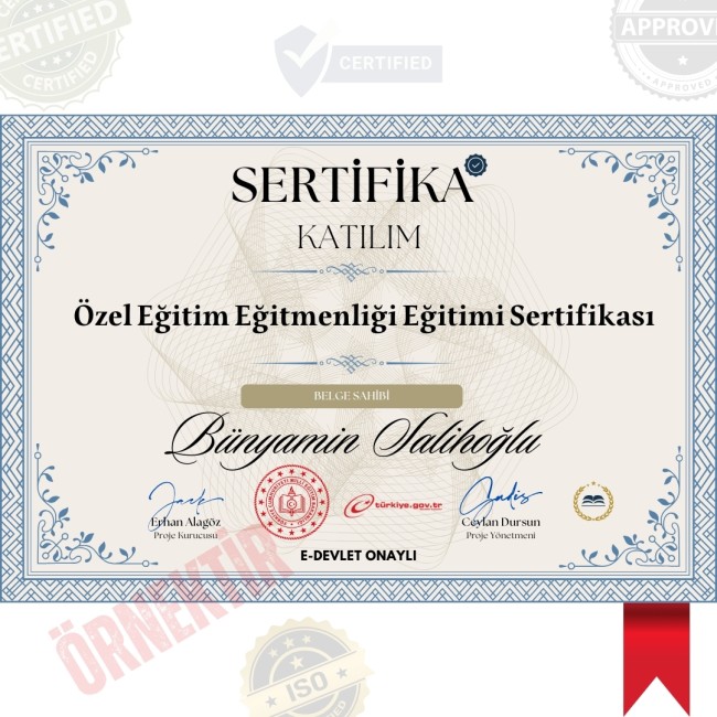 Özel Eğitim Eğitmenliği Eğitimi Sertifika / 540 Saat Özel Eğitim Eğitmenliği Eğitimi Sertifika / 540 Saat