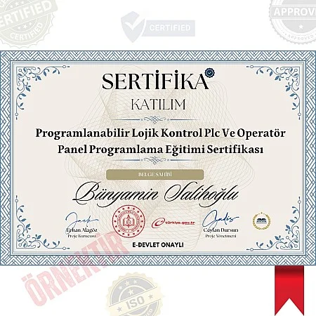 Programlanabilir Lojik Kontrol Plc Ve Operatör Panel Programlama Eğitimi Sertifika / 519 Saat