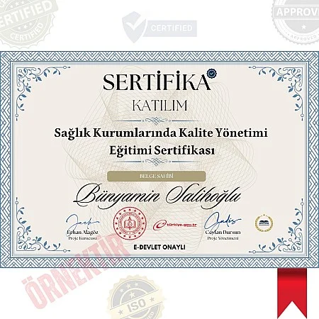 Sağlık Kurumlarında Kalite Yönetimi Eğitimi Sertifika / 200 Saat