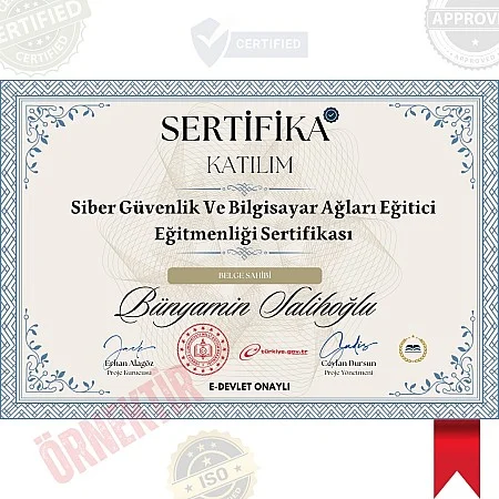 Siber Güvenlik Ve Bilgisayar Ağları Eğitici Eğitmenliği Sertifika / 150 Saat