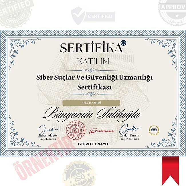 Siber Suçlar Ve Güvenliği Uzmanlığı Sertifika / 400 Saat Siber Suçlar Ve Güvenliği Uzmanlığı Sertifika / 400 Saat