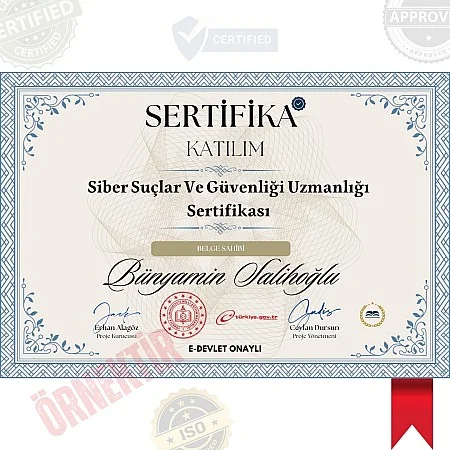 Siber Suçlar Ve Güvenlik Uzmanlığı Eğitimi Sertifika / 120 Saat
