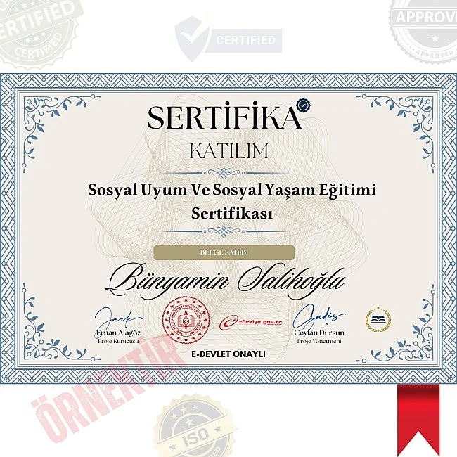 Sosyal Uyum Ve Sosyal Yaşam Eğitimi Sertifika / 18 Saat Sosyal Uyum Ve Sosyal Yaşam Eğitimi Sertifika / 18 Saat