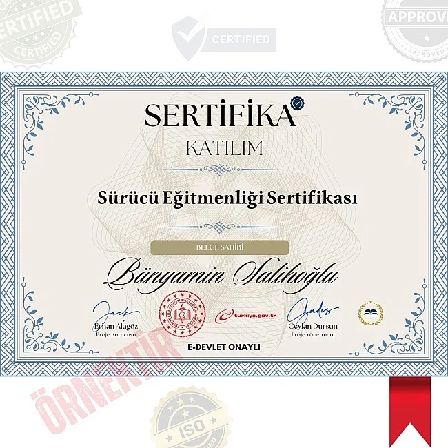 Sürücü Eğitmenliği Sertifika / 120 Saat Sürücü Eğitmenliği Sertifika / 120 Saat