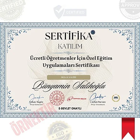 Ücretli Öğretmenler İçin Özel Eğitim Uygulamaları Sertifika / 270 Saat