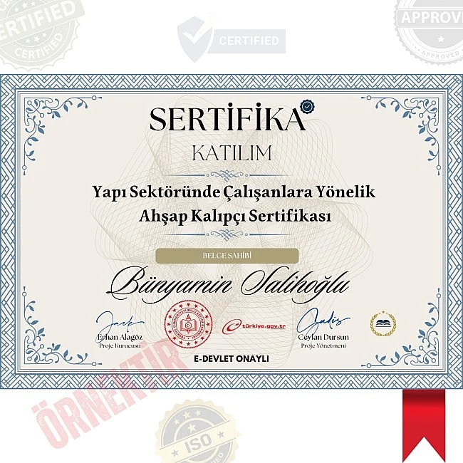 Yapı Sektöründe Çalışanlara Yönelik Ahşap Kalıpçı Sertifika / 40 Saat Yapı Sektöründe Çalışanlara Yönelik Ahşap Kalıpçı Sertifika / 40 Saat