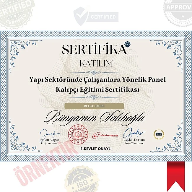 Yapı Sektöründe Çalışanlara Yönelik Panel Kalıpçı Eğitimi Sertifika / 40 Saat Yapı Sektöründe Çalışanlara Yönelik Panel Kalıpçı Eğitimi Sertifika / 40 Saat