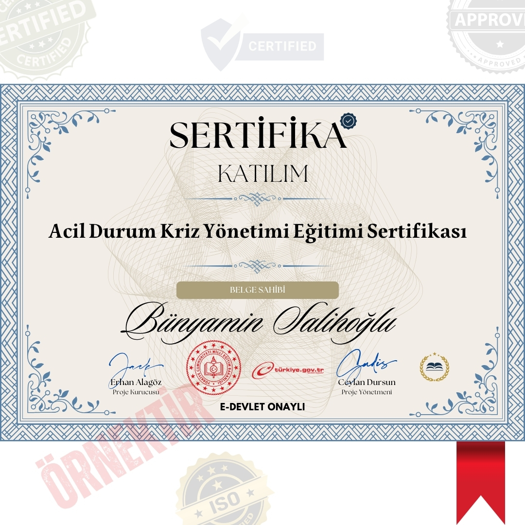 Acil Durum Kriz Yönetimi Eğitimi Sertifika / 120 Saat Acil Durum Kriz Yönetimi Eğitimi Sertifika / 120 Saat