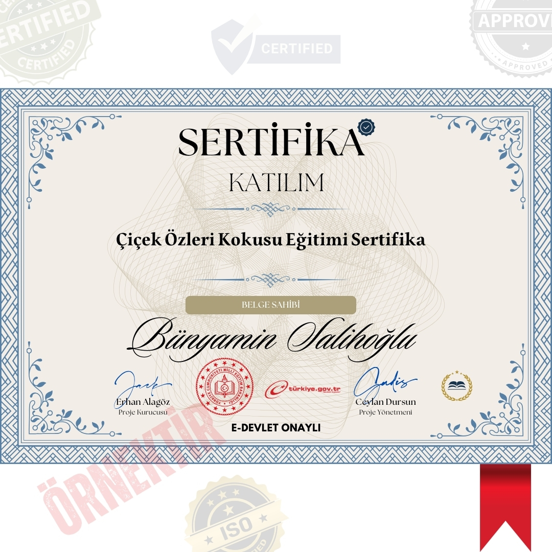 Çiçek Özleri Kokusu Eğitimi Sertifika / 45 Saat Çiçek Özleri Kokusu Eğitimi Sertifika / 45 Saat