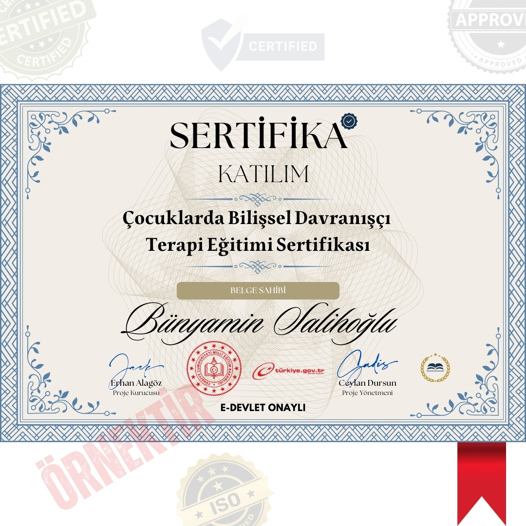 Çocuklarda Bilişsel Davranışçı Terapi Eğitimi Sertifika / 12 Saat Çocuklarda Bilişsel Davranışçı Terapi Eğitimi Sertifika / 12 Saat
