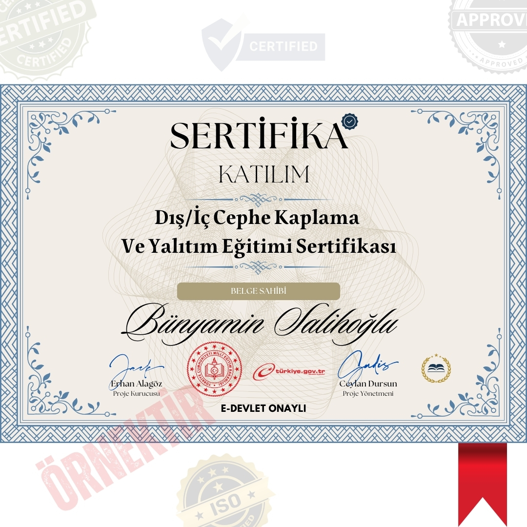Dış/İç Cephe Kaplama Ve Yalıtım Eğitimi Sertifika / 40 Saat