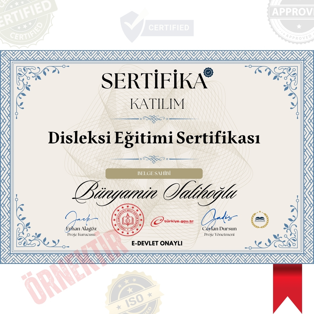 Disleksi Eğitimi Sertifika / 120 Saat Disleksi Eğitimi Sertifika / 120 Saat