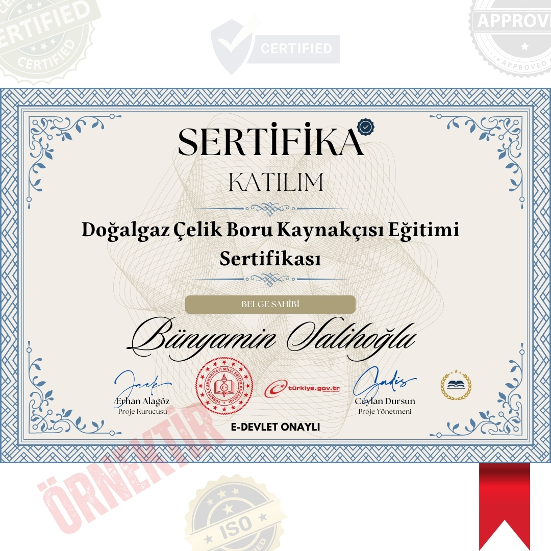 Doğalgaz Çelik Boru Kaynakçısı Eğitimi Sertifika / 54 Saat