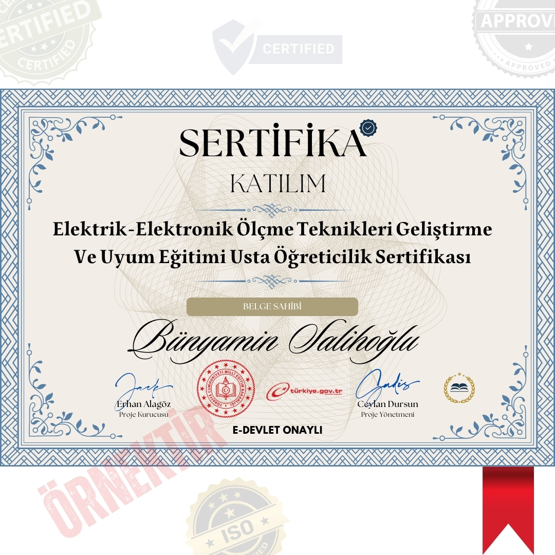 Elektrik-Elektronik Ölçme Teknikleri Geliştirme Ve Uyum Eğitimi Usta Öğreticilik Sertifika / 30 Saat Elektrik-Elektronik Ölçme Teknikleri Geliştirme Ve Uyum Eğitimi Usta Öğreticilik Sertifika / 30 Saat