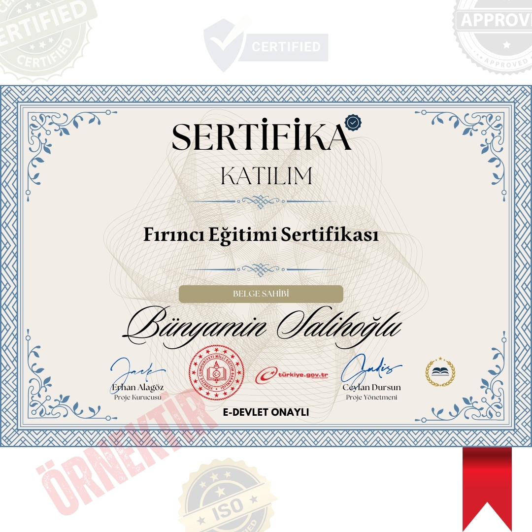 Fırıncı Eğitimi Sertifika / 2224 Saat Fırıncı Eğitimi Sertifika / 2224 Saat