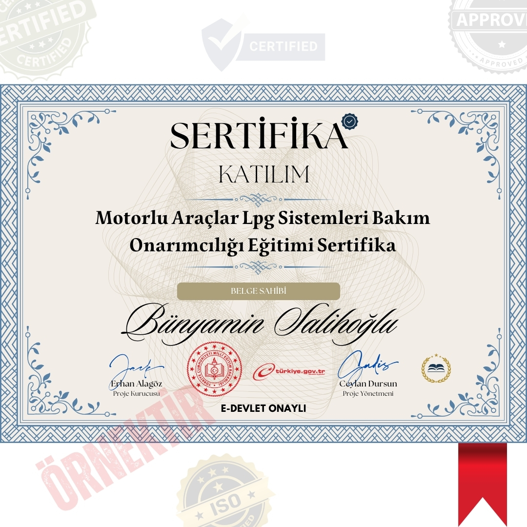 Motorlu Araçlar Lpg Sistemleri Bakım Onarımcılığı Eğitimi Sertifika / 576 Saat Motorlu Araçlar Lpg Sistemleri Bakım Onarımcılığı Eğitimi Sertifika / 576 Saat