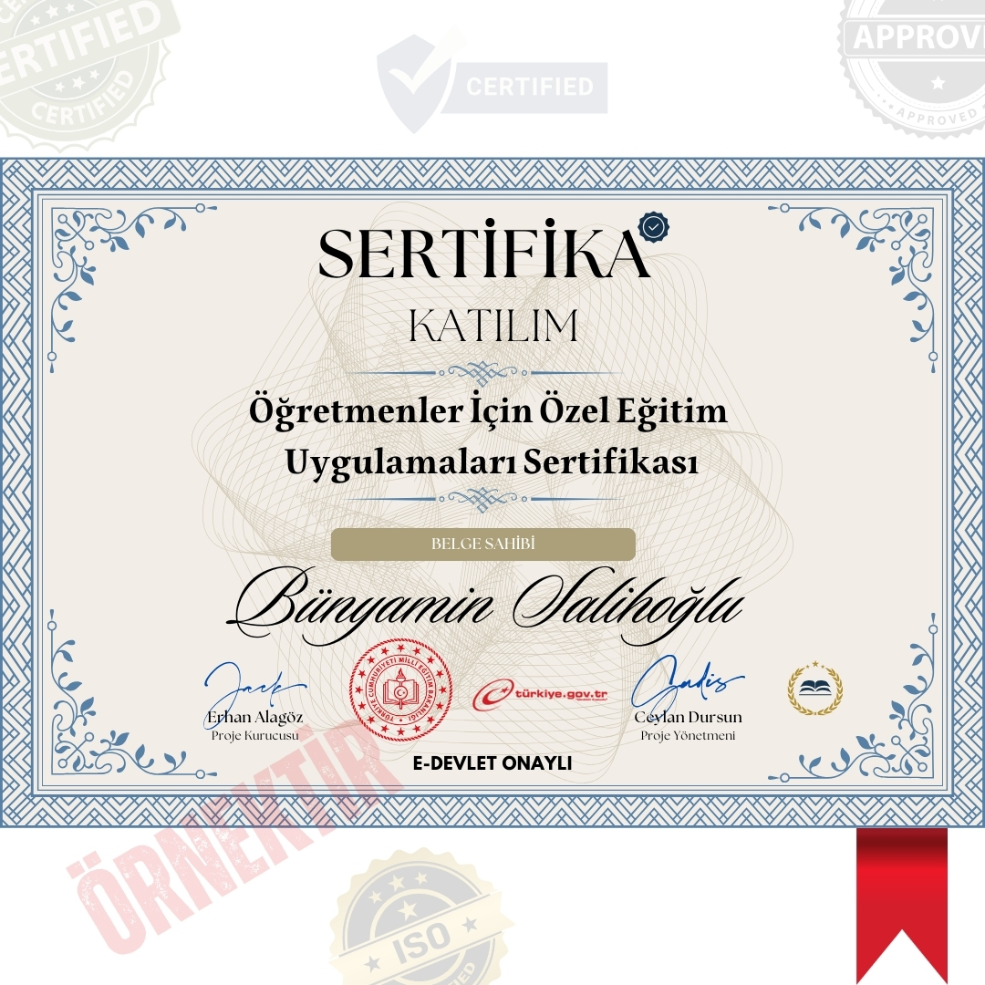Öğretmenler İçin Özel Eğitim Uygulamaları Sertifika / 80 Saat Öğretmenler İçin Özel Eğitim Uygulamaları Sertifika / 80 Saat