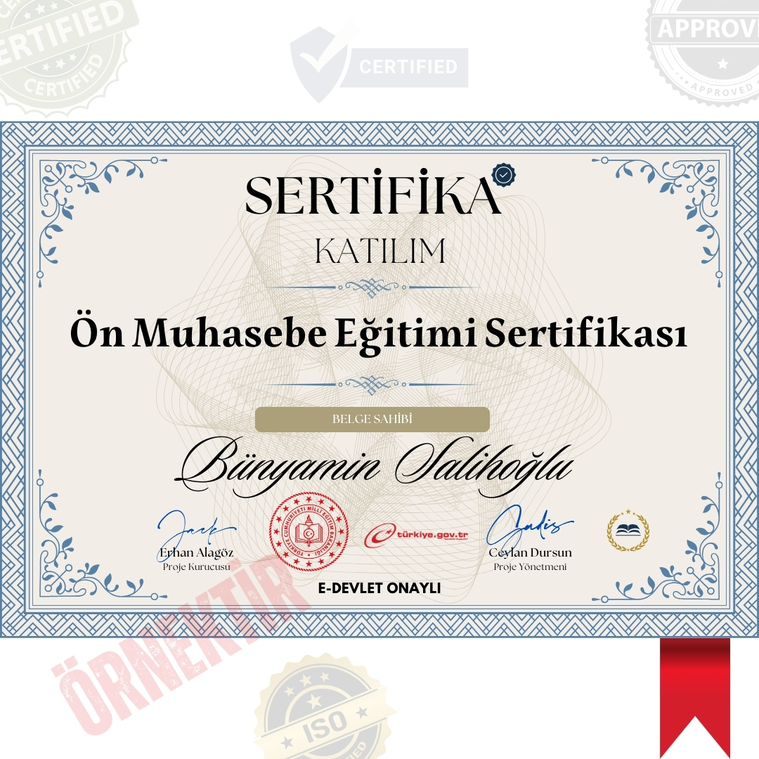 Ön Muhasebe Eğitimi Sertifika / 357 Saat Ön Muhasebe Eğitimi Sertifika / 357 Saat