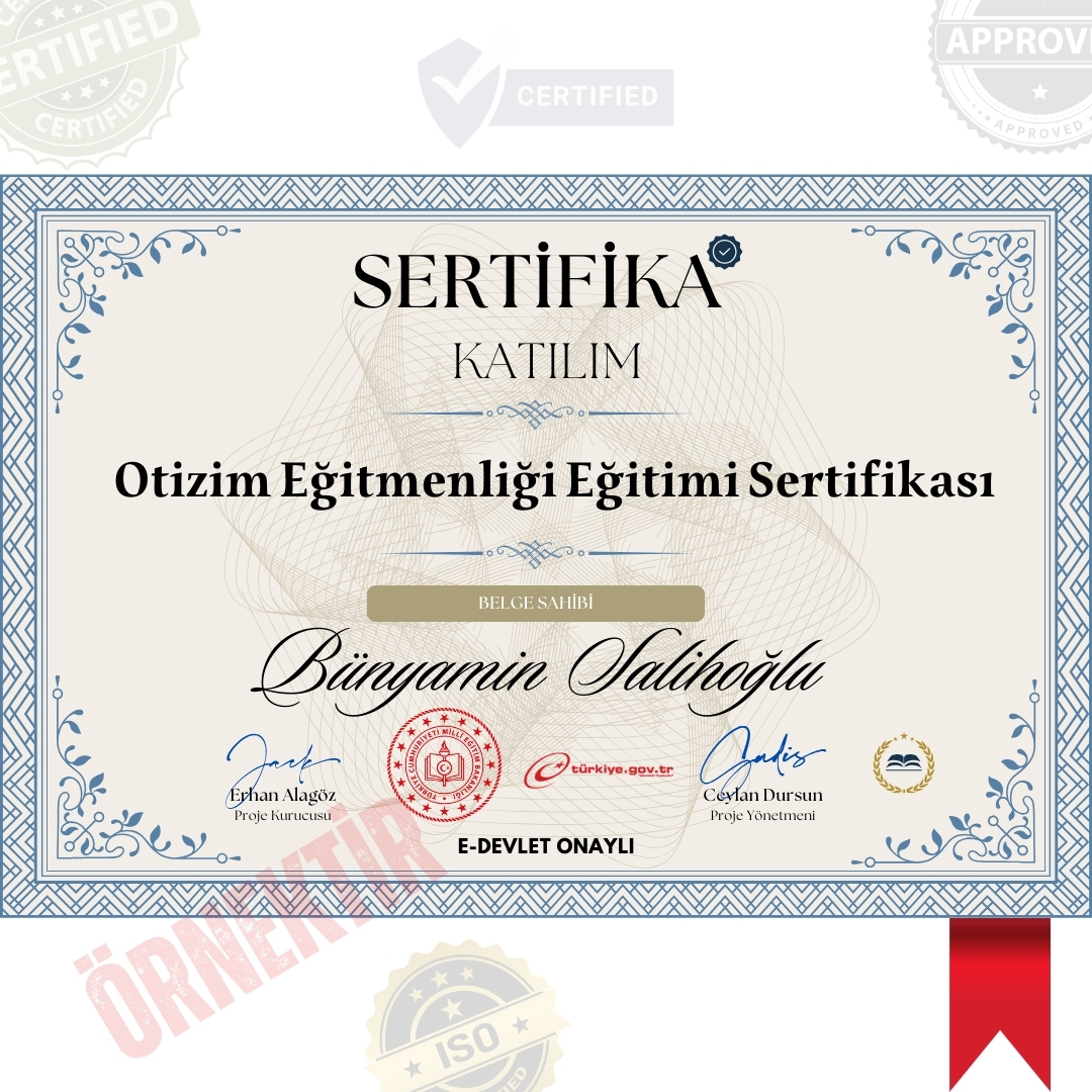 Otizim Eğitmenliği Eğitimi Sertifika / 270 Saat Otizim Eğitmenliği Eğitimi Sertifika / 270 Saat