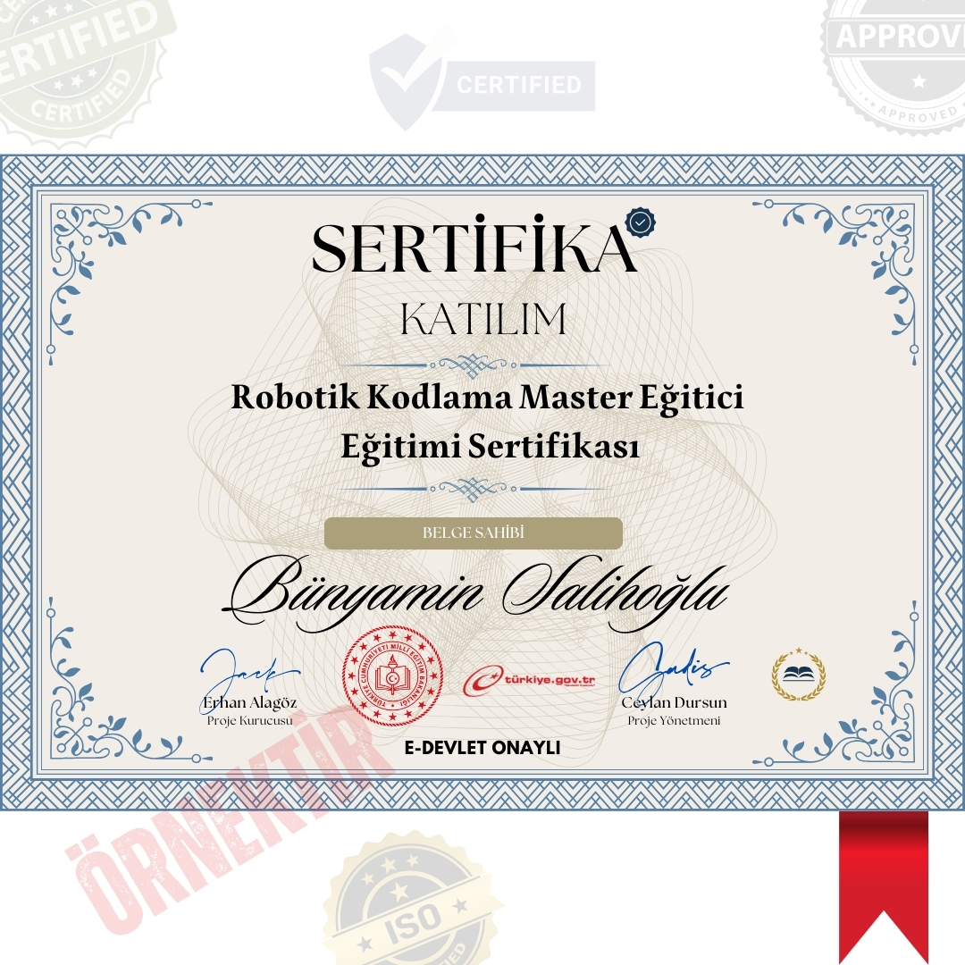 Robotik Kodlama Master Eğitici Eğitimi Sertifika / 120 Saat Robotik Kodlama Master Eğitici Eğitimi Sertifika / 120 Saat