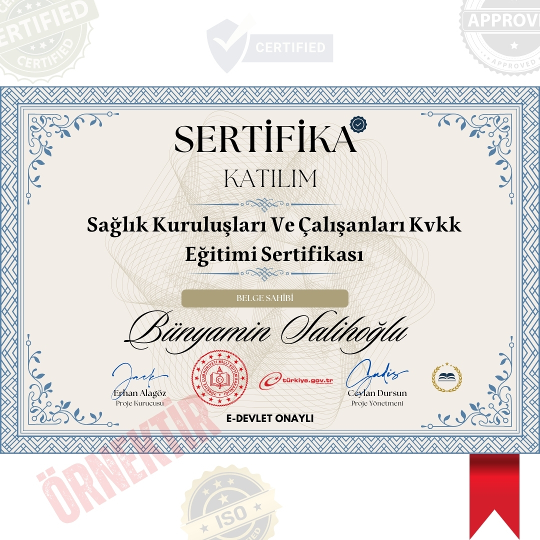 Sağlık Kuruluşları Ve Çalışanları Kvkk Eğitimi Sertifika / 45 Saat
