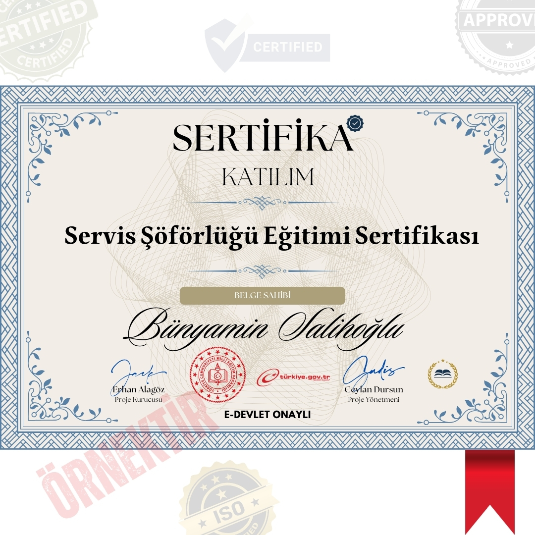 Servis Şöförlüğü Eğitimi Sertifika / 120 Saat