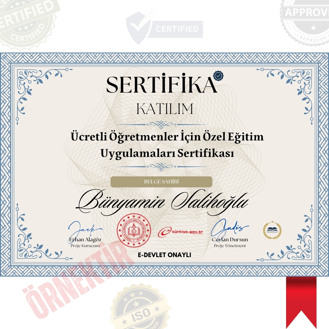 Ücretli Öğretmenler İçin Özel Eğitim Uygulamaları Sertifika / 270 Saat Ücretli Öğretmenler İçin Özel Eğitim Uygulamaları Sertifika / 270 Saat