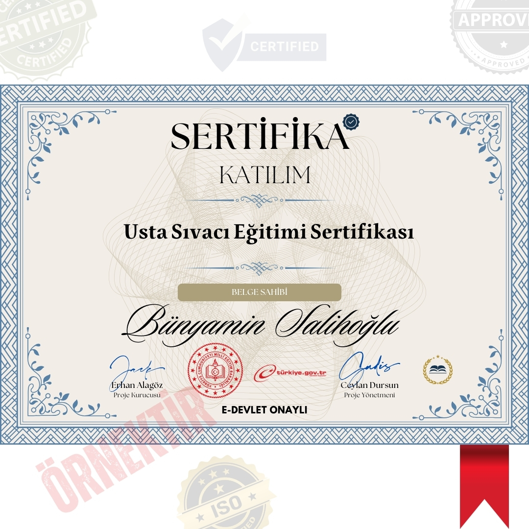 Usta Sıvacı Eğitimi Sertifika / 120 Saat Usta Sıvacı Eğitimi Sertifika / 120 Saat