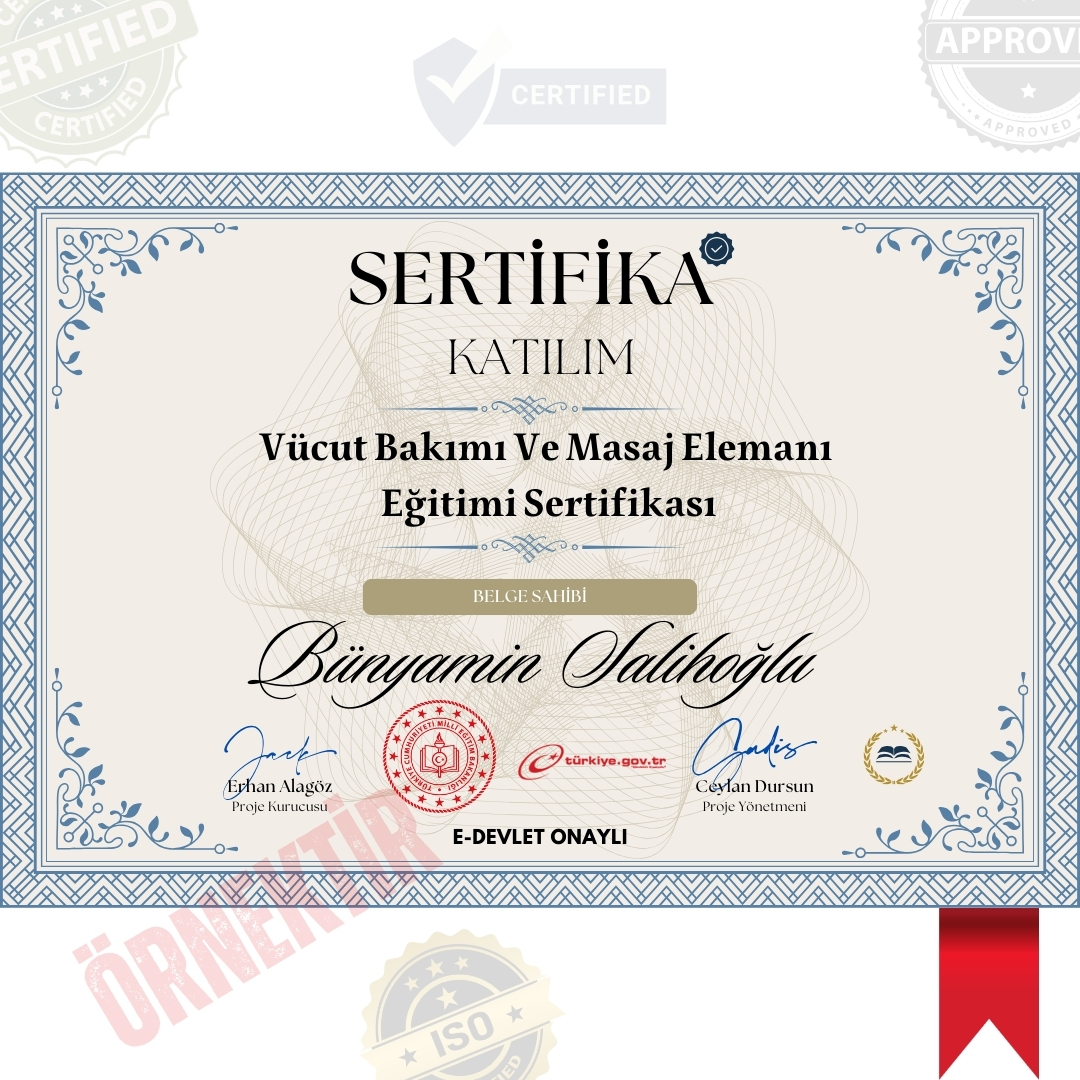 Vücut Bakımı Ve Masaj Elemanı Eğitimi Sertifika / 2160 Saat Vücut Bakımı Ve Masaj Elemanı Eğitimi Sertifika / 2160 Saat