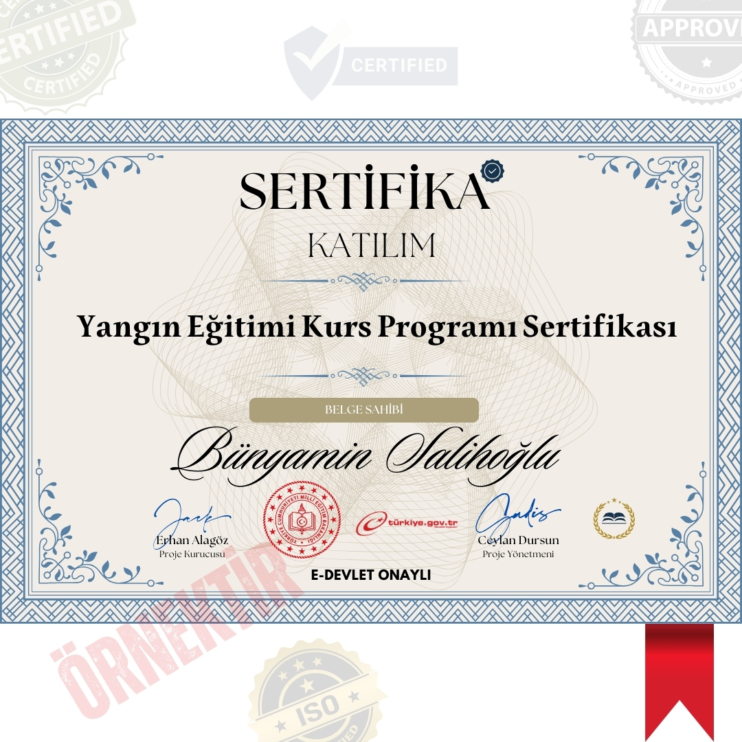 Yangın Eğitimi Kurs Programı Sertifika / 20 Saat Yangın Eğitimi Kurs Programı Sertifika / 20 Saat